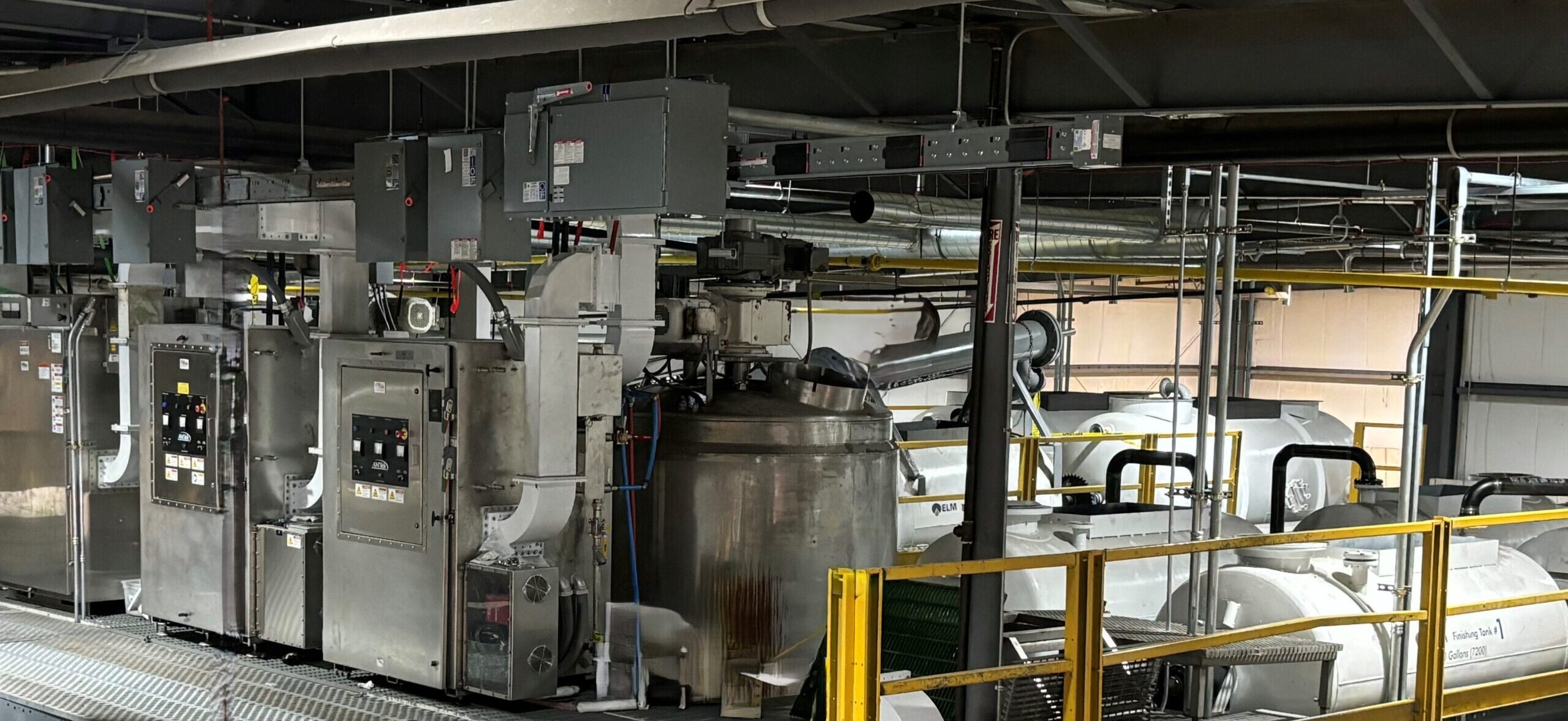 Industrial microwaves in the upper level of ELM’s one of a kind industrial grease manufacturing facility.